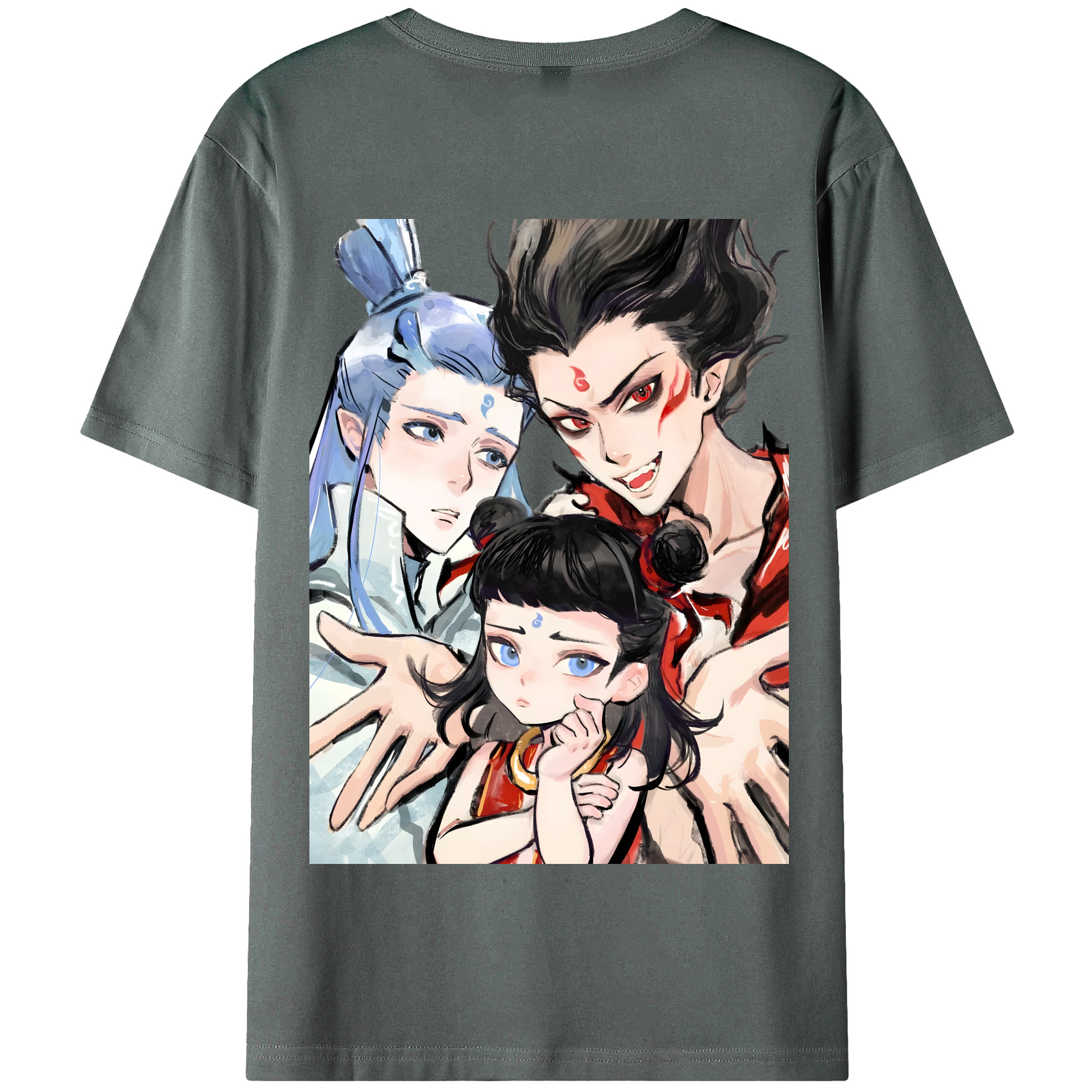 （画像用） Ne Zha 2 ナタ 魔童の大暴れ 綿100％半袖Tシャツ（背面プリント）